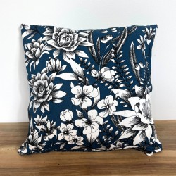 Coussin Fleurs fond bleu